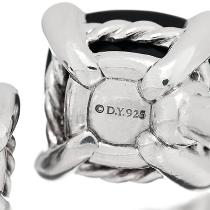 David Yurman Sterling Silver Diamond Black Onyx Hematine Chatelaine Bypass Ring 52 6 4 of 5