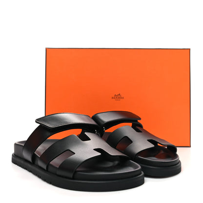 Hermes Calfskin Womens Chypre Sandals 36.5 Black 8 of 9