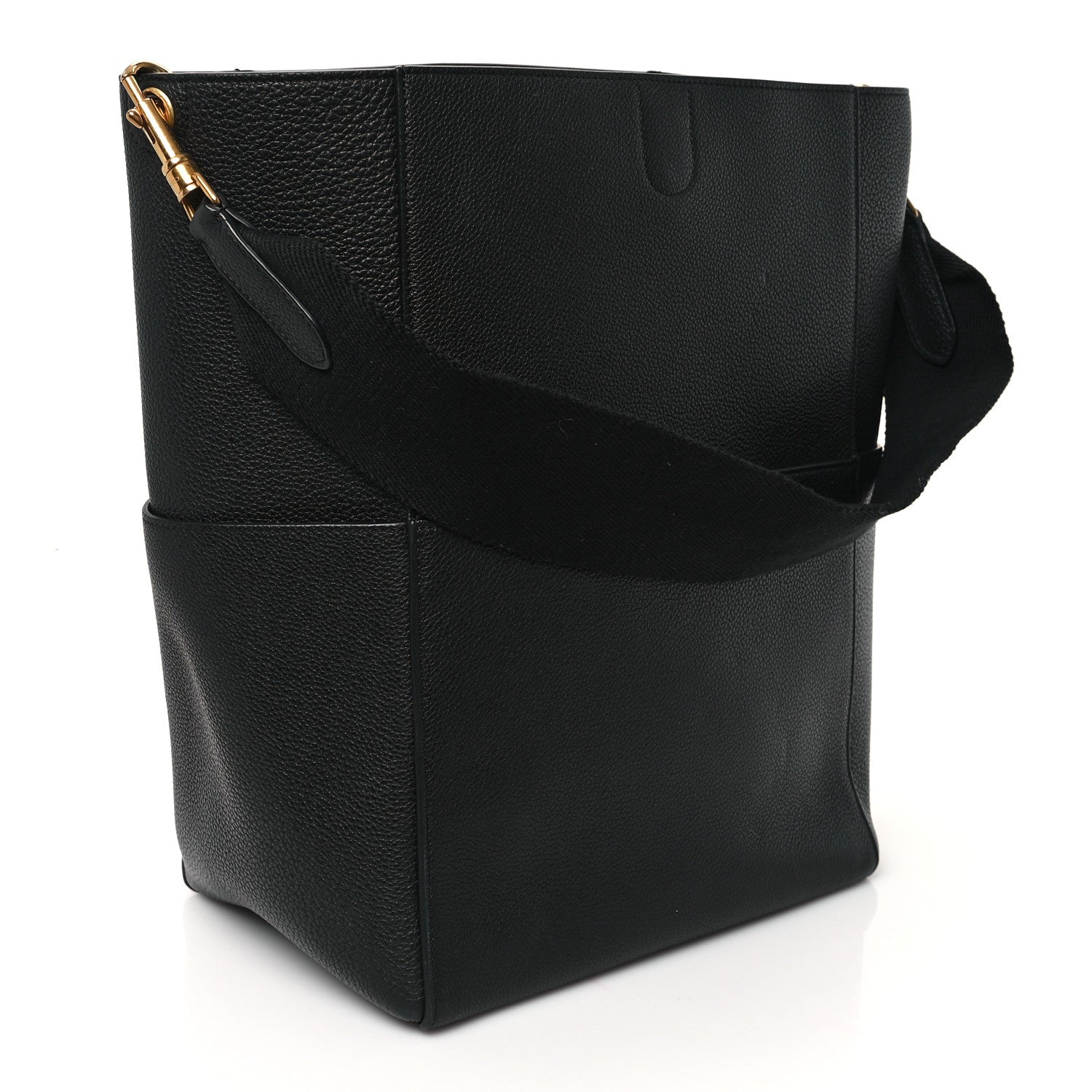 Celine Soft Grained Calfskin Sangle Bucket Bag Black 3 of 11