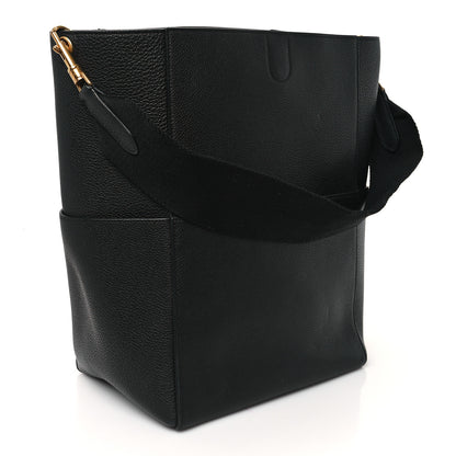 Celine Soft Grained Calfskin Sangle Bucket Bag Black 3 of 11