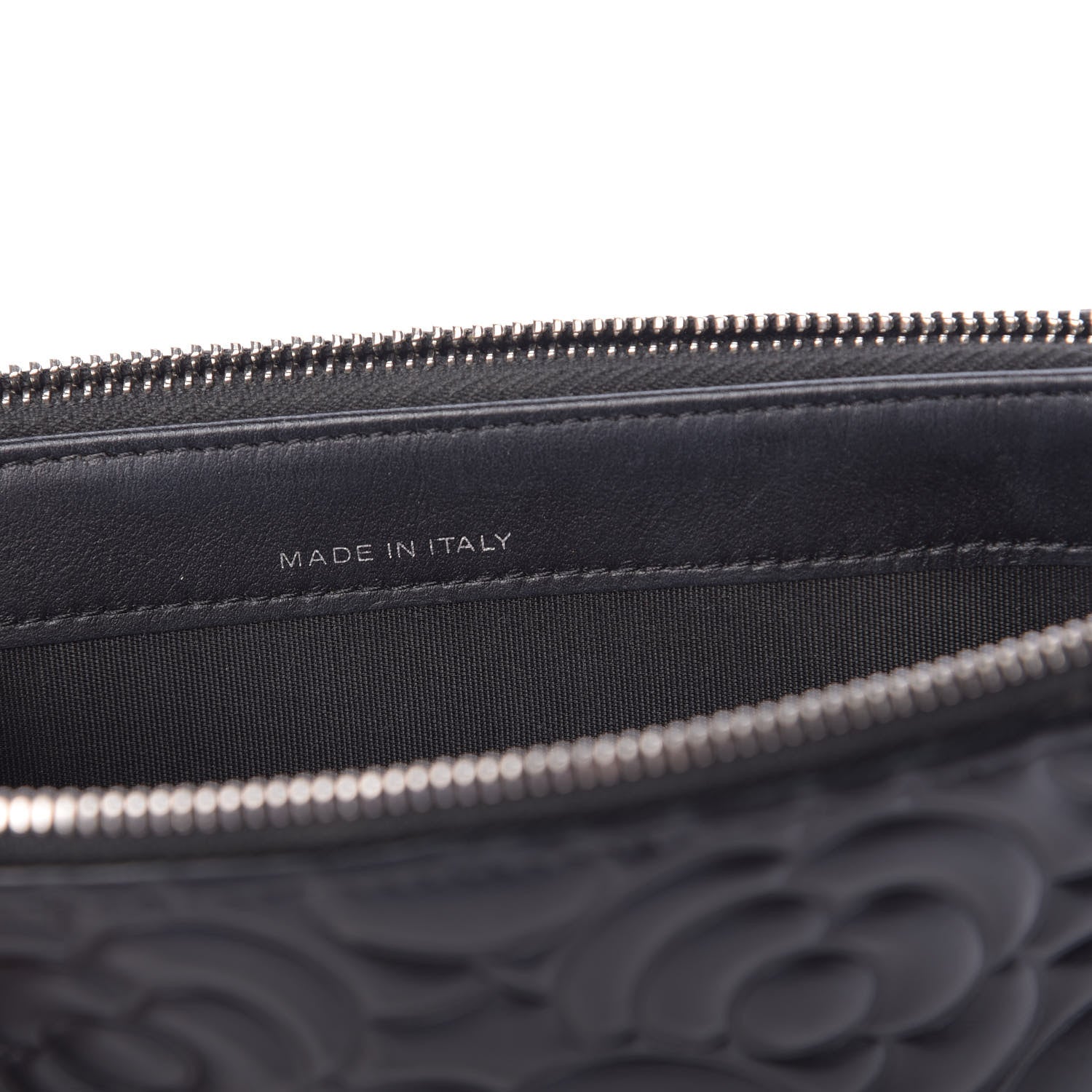 Chanel Lambskin Camellia Embossed Small Clutch With Chain Black 9 of 16