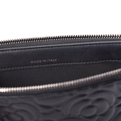 Chanel Lambskin Camellia Embossed Small Clutch With Chain Black 9 of 16