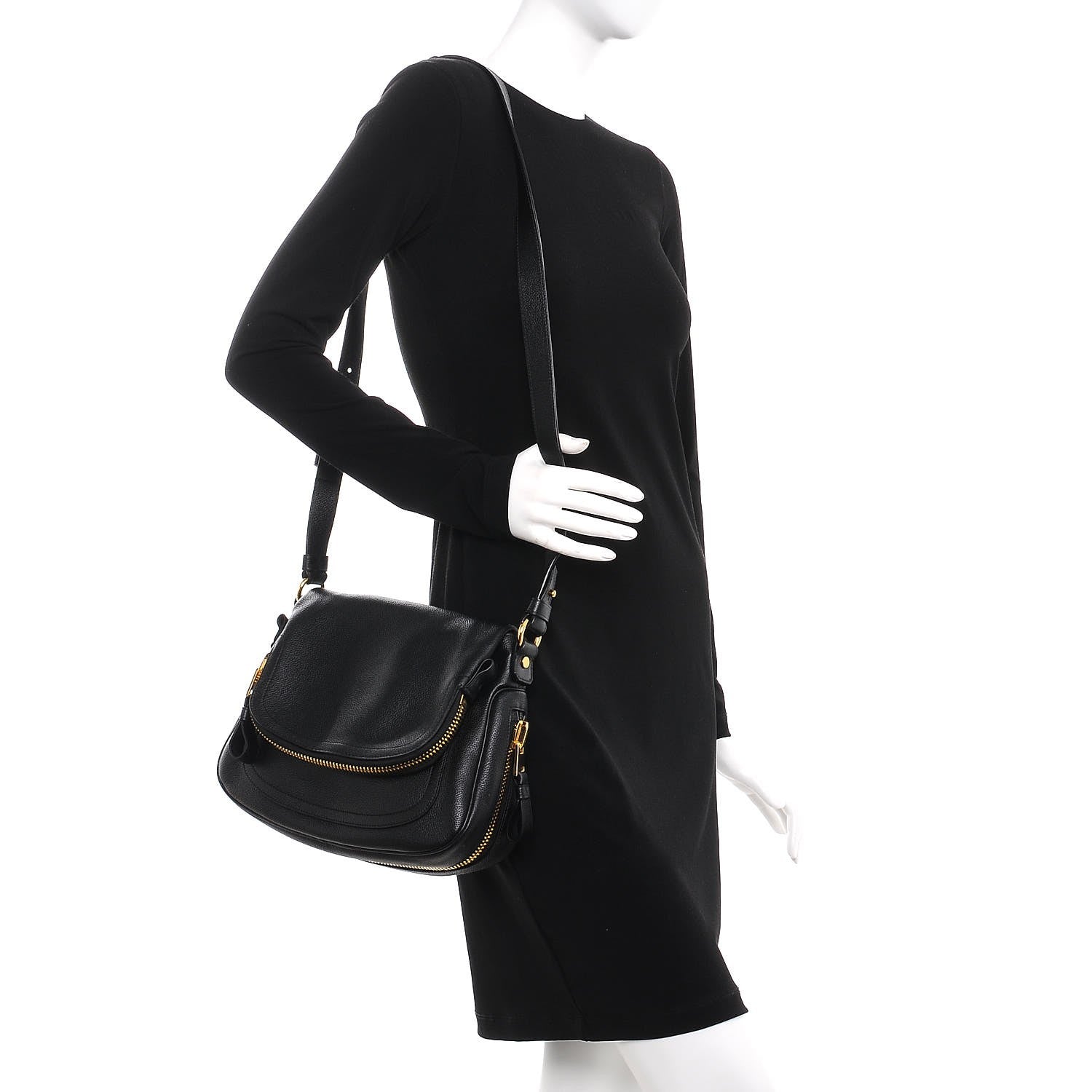 Tom Ford Grained Calfskin Medium Jennifer Crossbody Bag Black 2 of 7