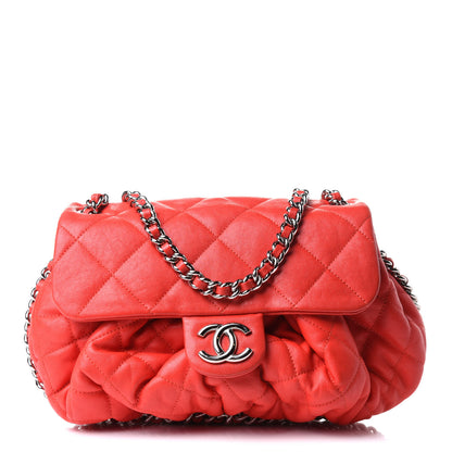 Chanel Washed Lambskin Quilted Mini Chain Around Messenger Red 1 of 10
