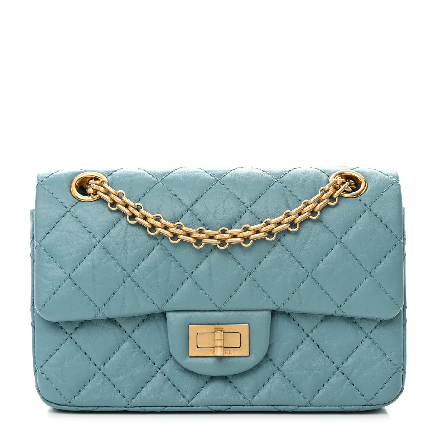 Aged Calfskin Quilted 2.55 Reissue Mini Flap Blue