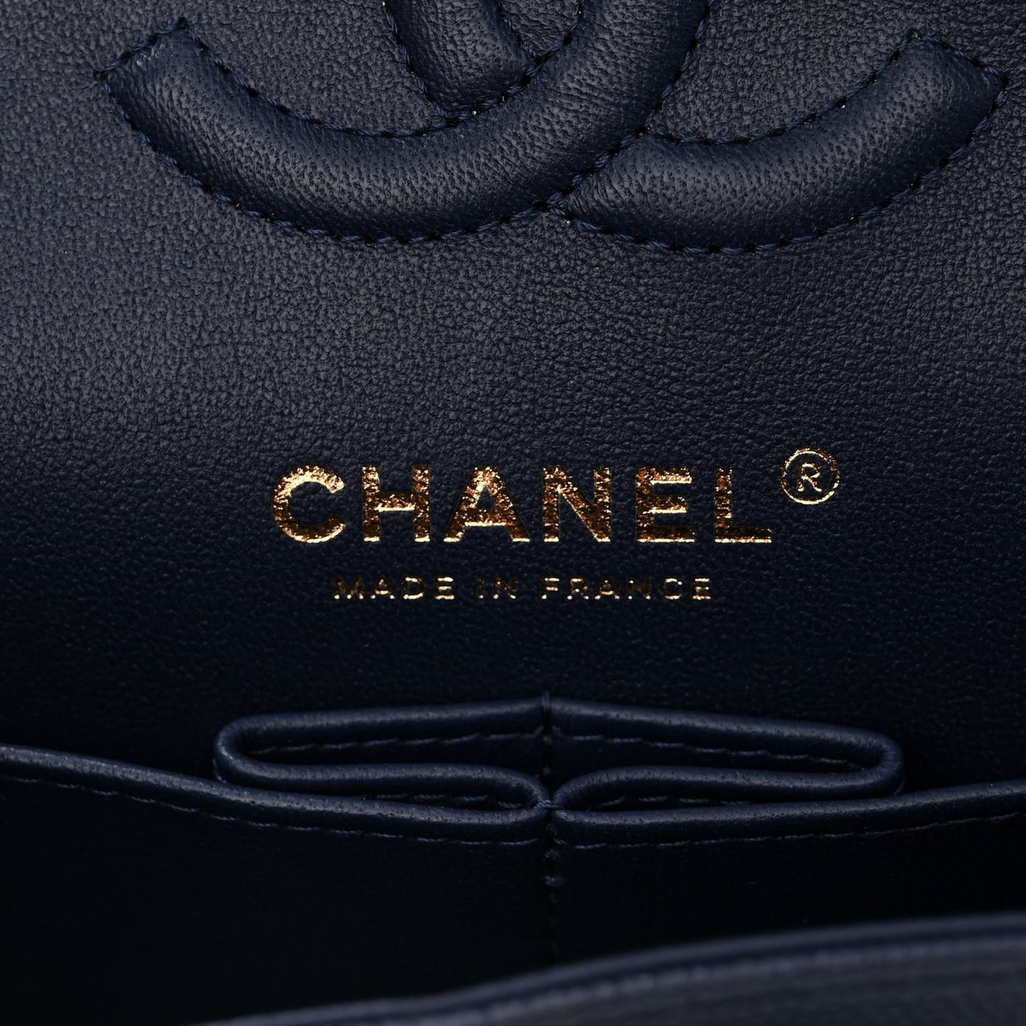 Caviar Quilted Small Double Flap Navy