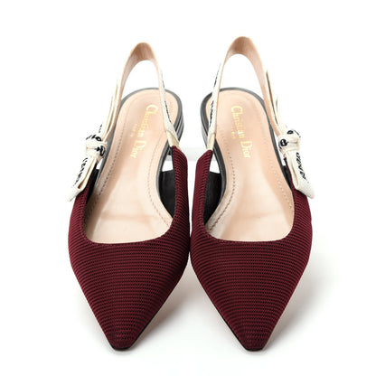 Christian Dior Technical Canvas Ribbon J Adior Sling-Back Ballet Flats 38.5 Rouge Black 5 of 11