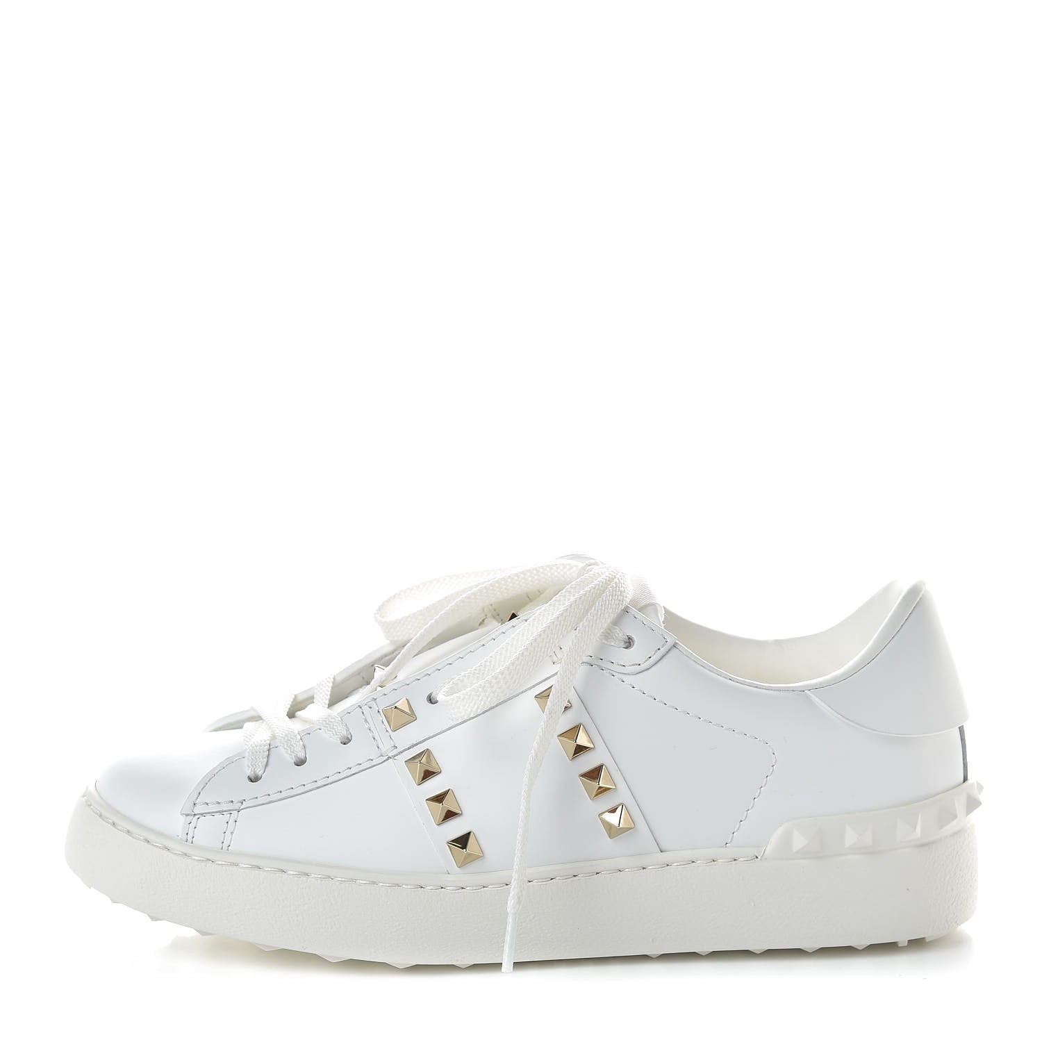 Valentino Garavani Calfskin Rockstud Untitled Open Sneakers 37.5 White 1 of 9