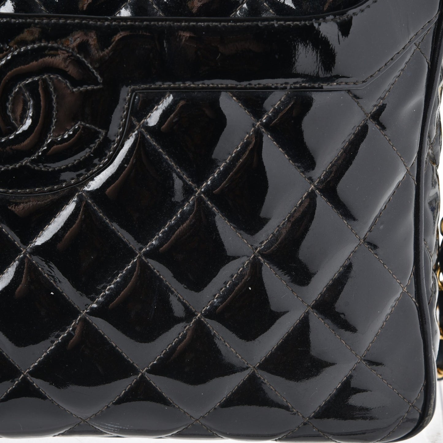 Patent Quilted Tassel Camera Case Black