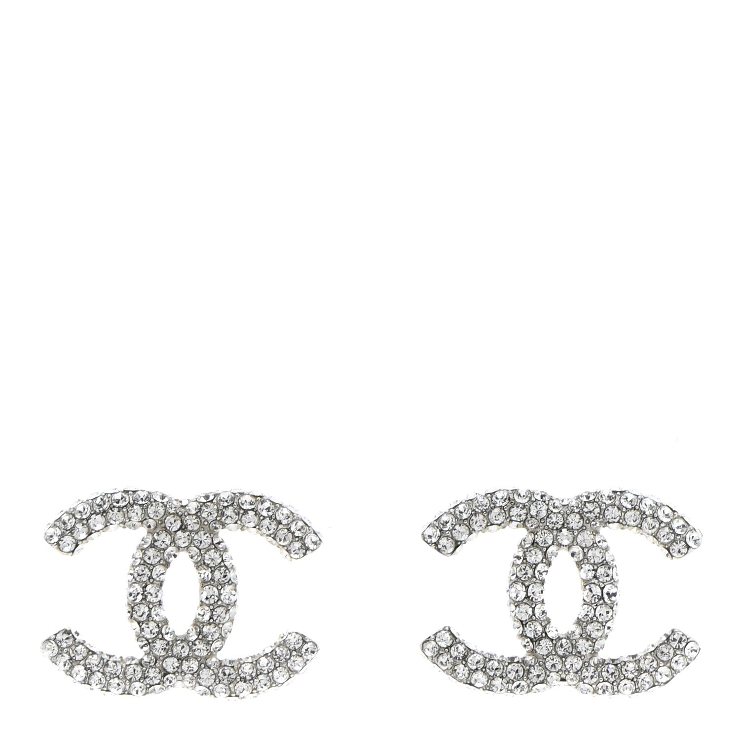 Chanel Crystal CC Treasure Chest Earrings Silver 1 of 4