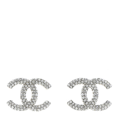 Chanel Crystal CC Treasure Chest Earrings Silver 1 of 4