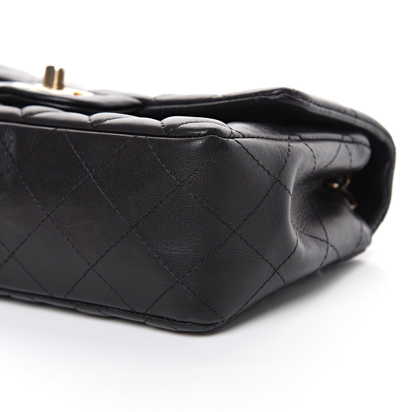 Lambskin Quilted Mini Rectangular Flap Black