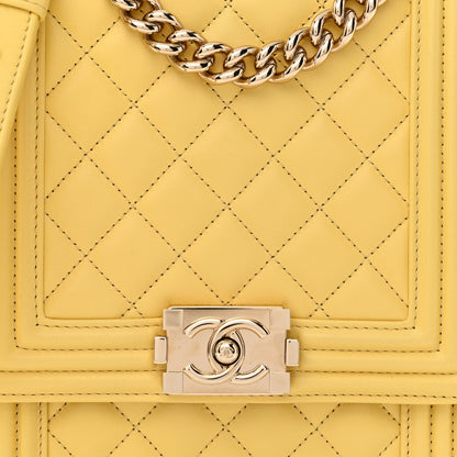 Chanel Lambskin Quilted North South Boy Flap Yellow 8 of 10