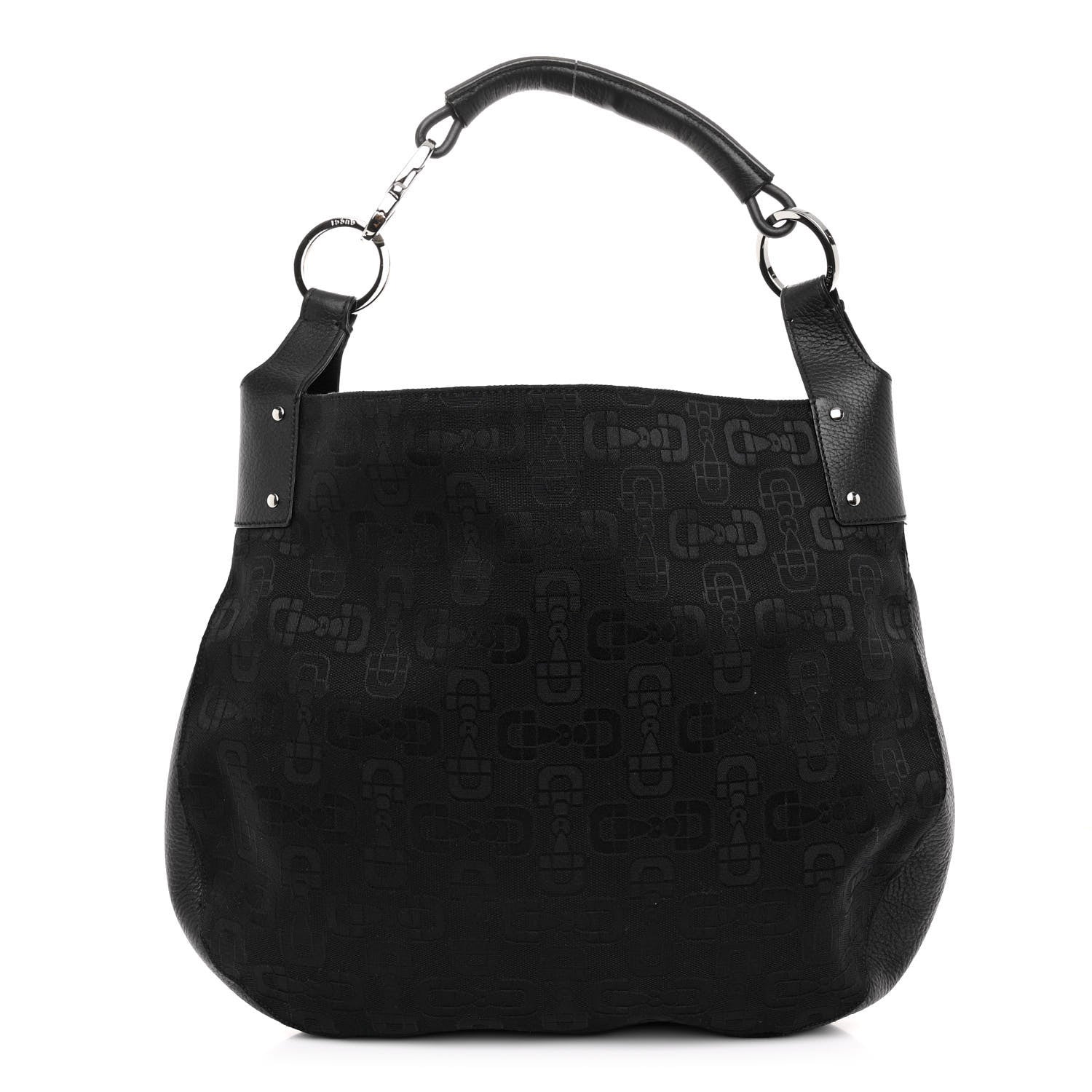 Gucci Canvas Horsebit Print Hobo Black 1 of 12