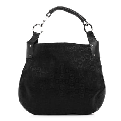 Gucci Canvas Horsebit Print Hobo Black 1 of 12
