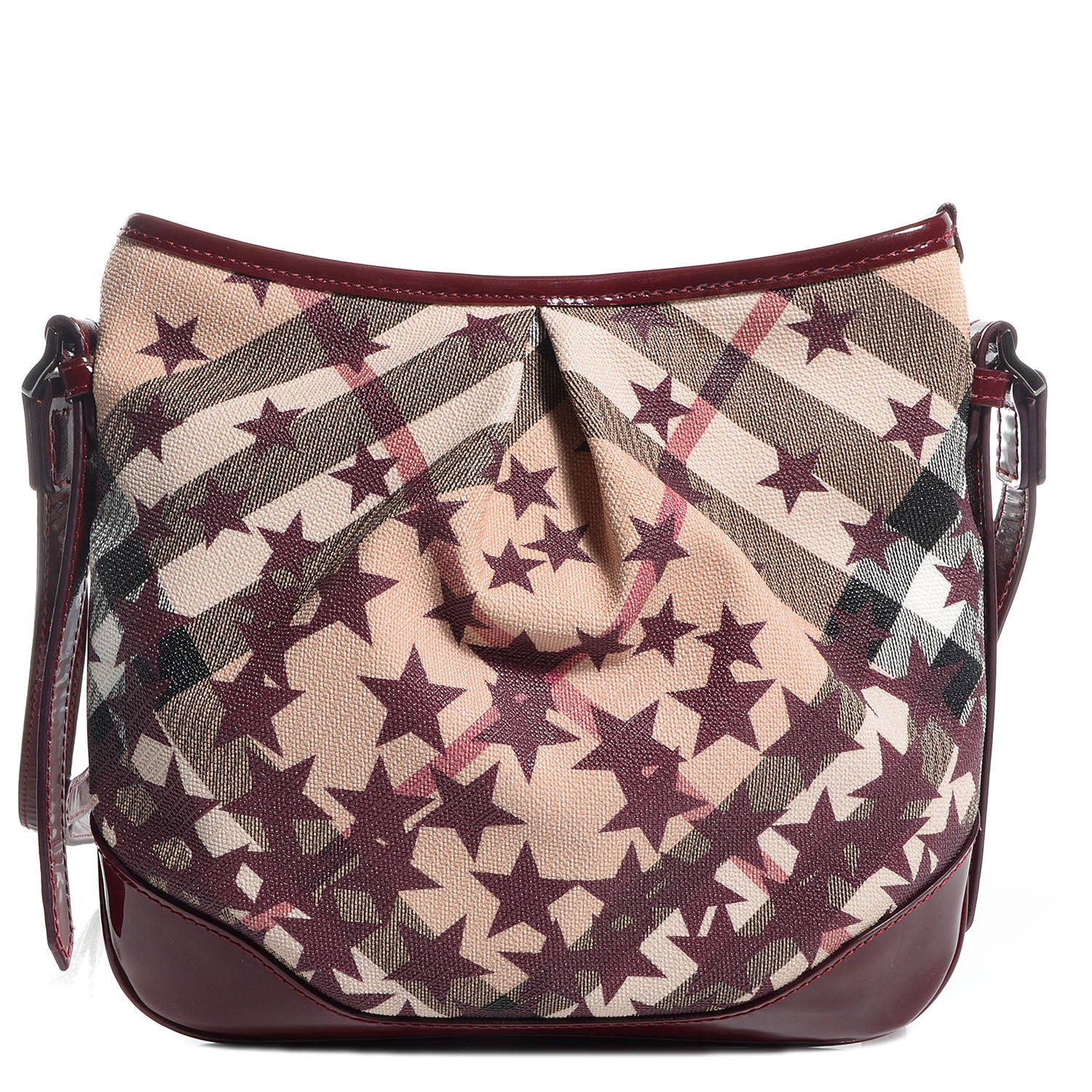 Burberry Patent Supernova Check Stars Small Julia Crossbody Bag Berry Red 1 of 8