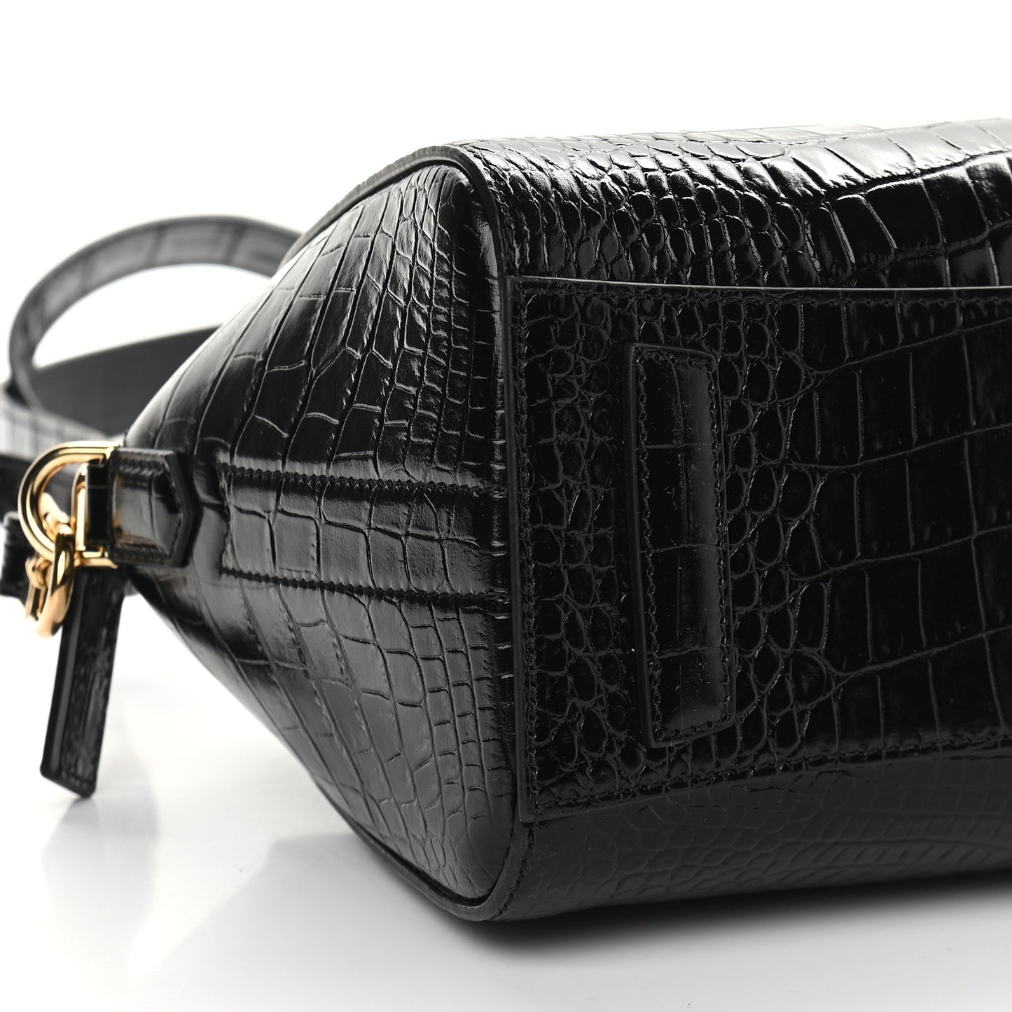 Calfskin Crocodile Embossed Mini Antigona Black