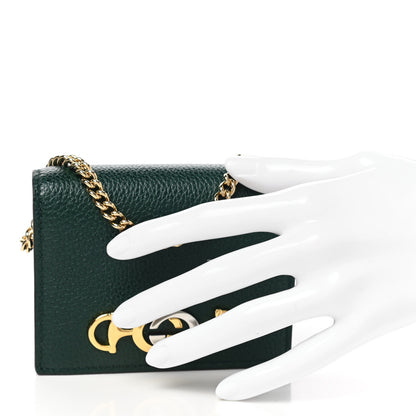 Gucci Grainy Calfskin Zumi Chain Card Case Wallet Vintage Green 2 of 7