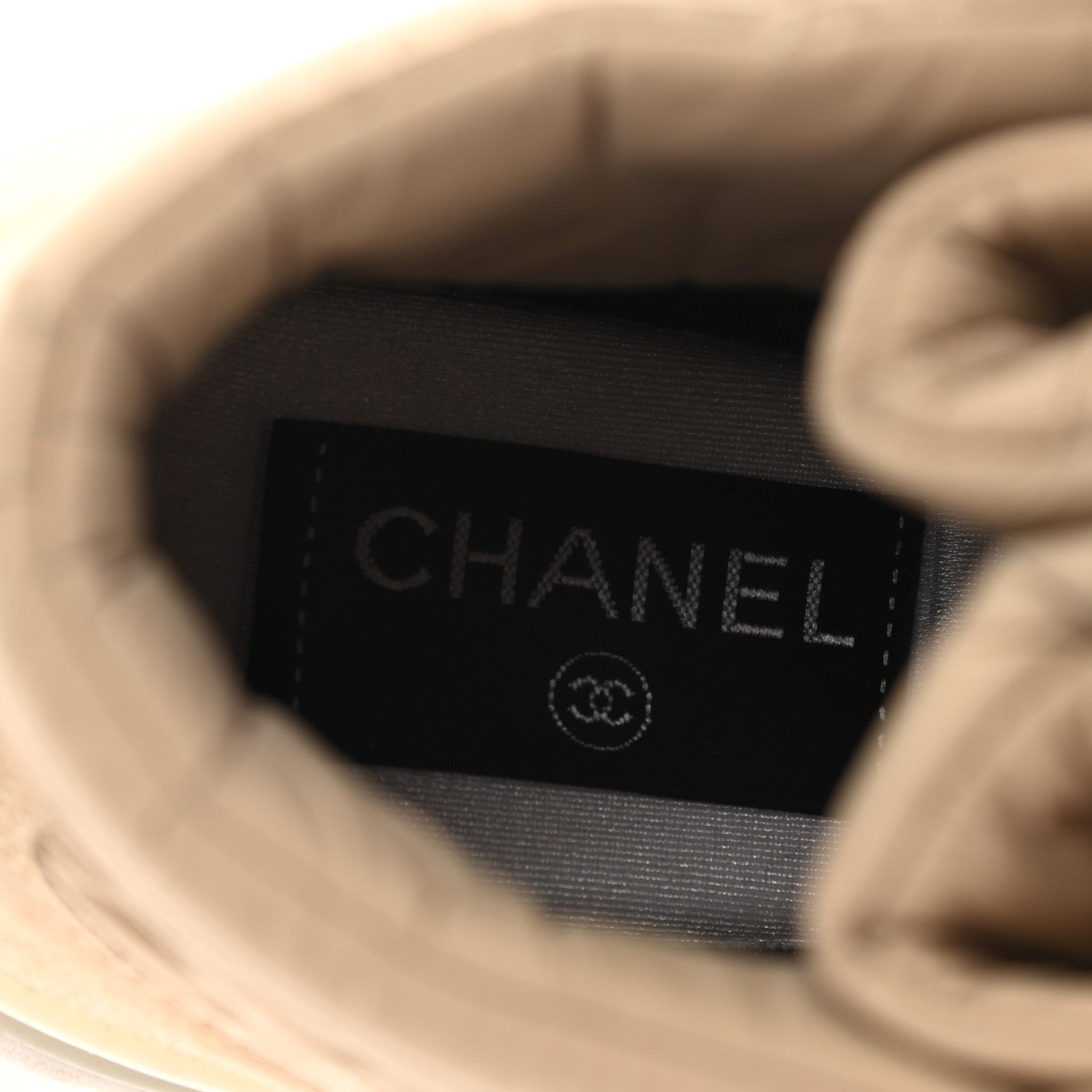Chanel Fabric Suede Womens CC Sneakers 35.5 Beige 7 of 9