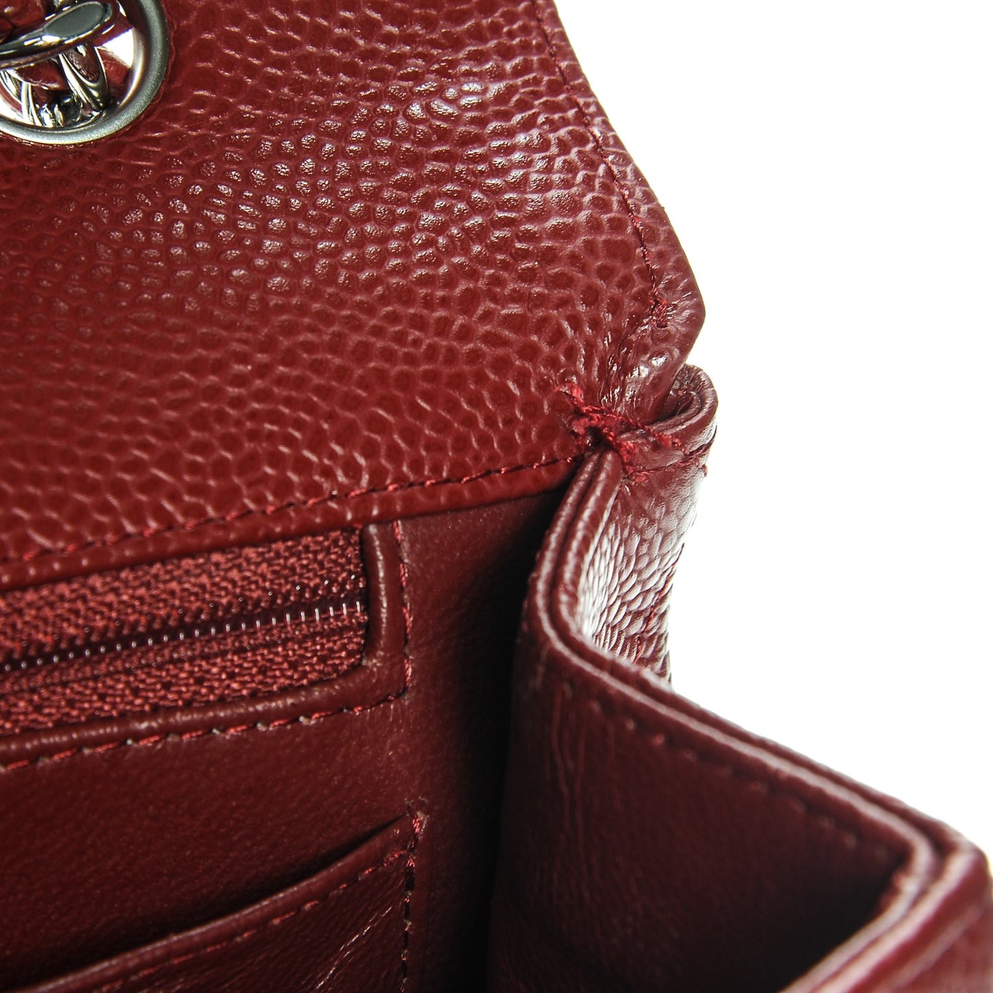 Caviar Quilted Jumbo Single Flap Dark Red