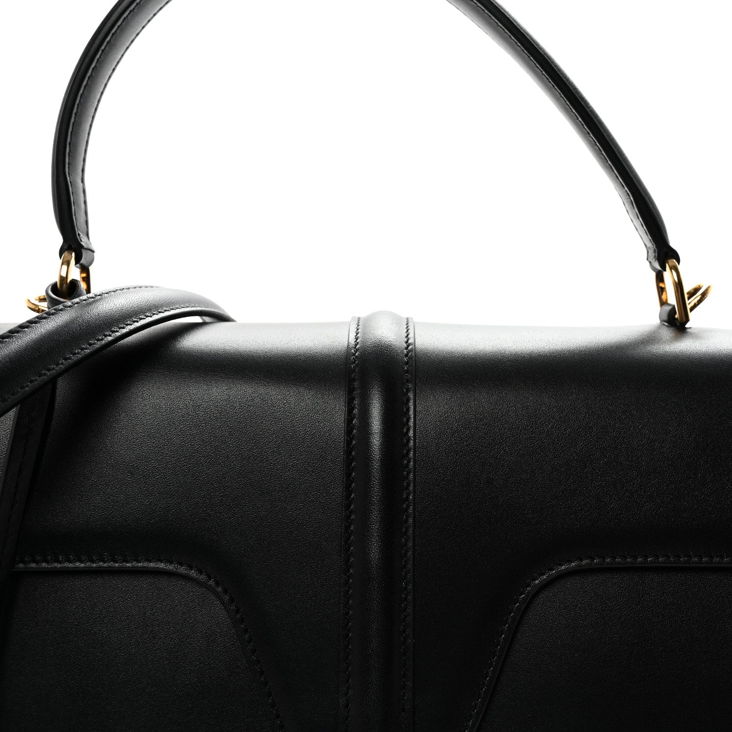 Celine Satinated Calfskin Large 16 Top Handle Bag Black 7 of 9