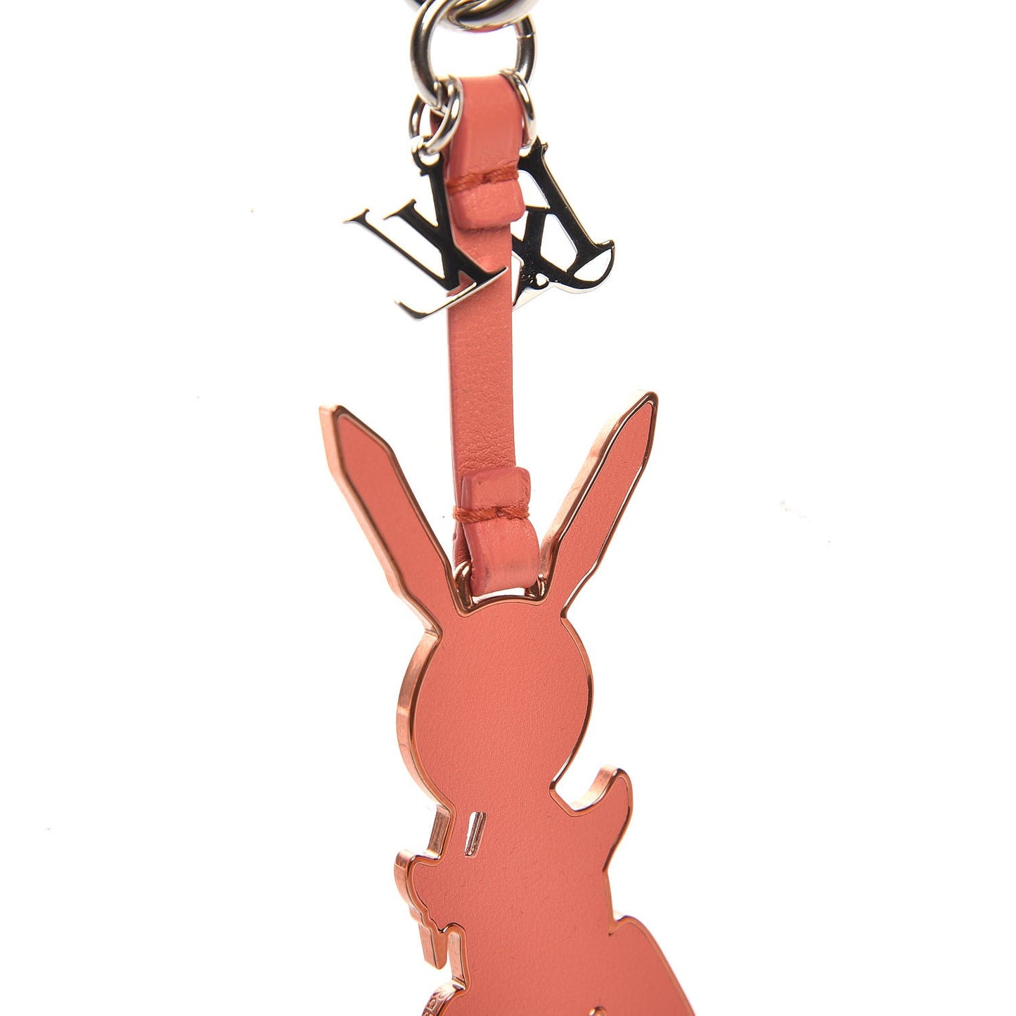 Calfskin Jeff Koons Masters LV Rabbit Bag Charm Key Ring Orange