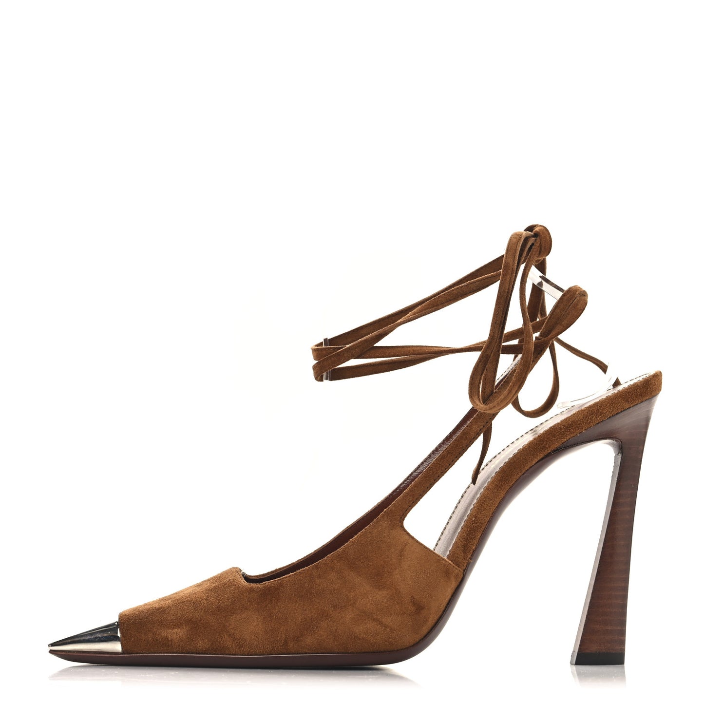 Suede Blade 105 Slingback Pumps 39.5 Brown