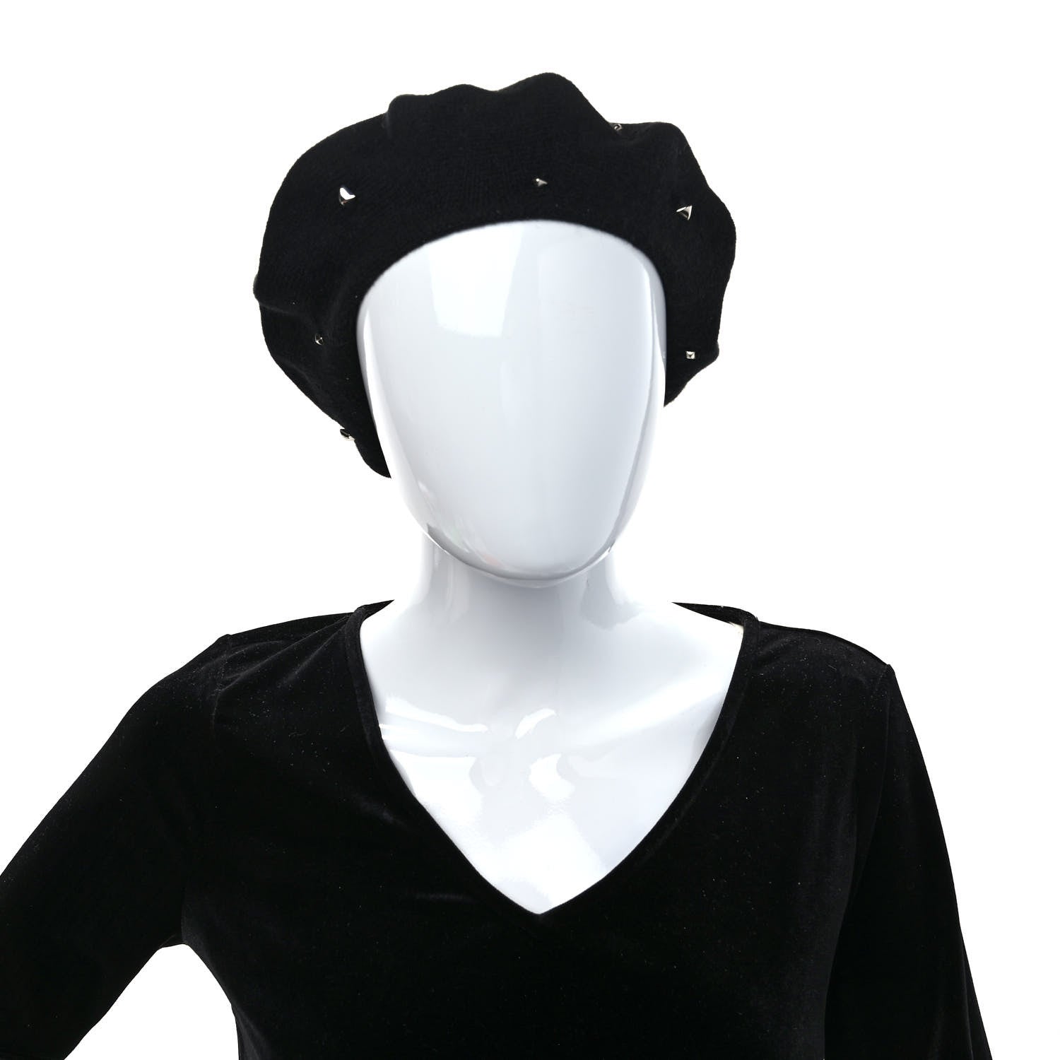 Hermes Cashmere Medor Studded Darling Beret M Black 2 of 7