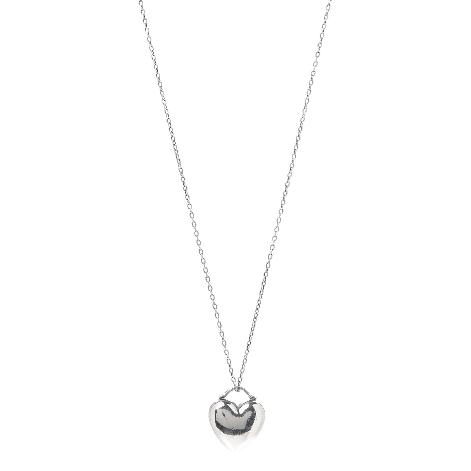 Tiffany Sterling Silver Puffed Heart Pendant Necklace 1 of 6