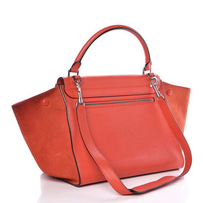 Celine Drummed Calfskin Suede Medium Trapeze Vermillion 3 of 6