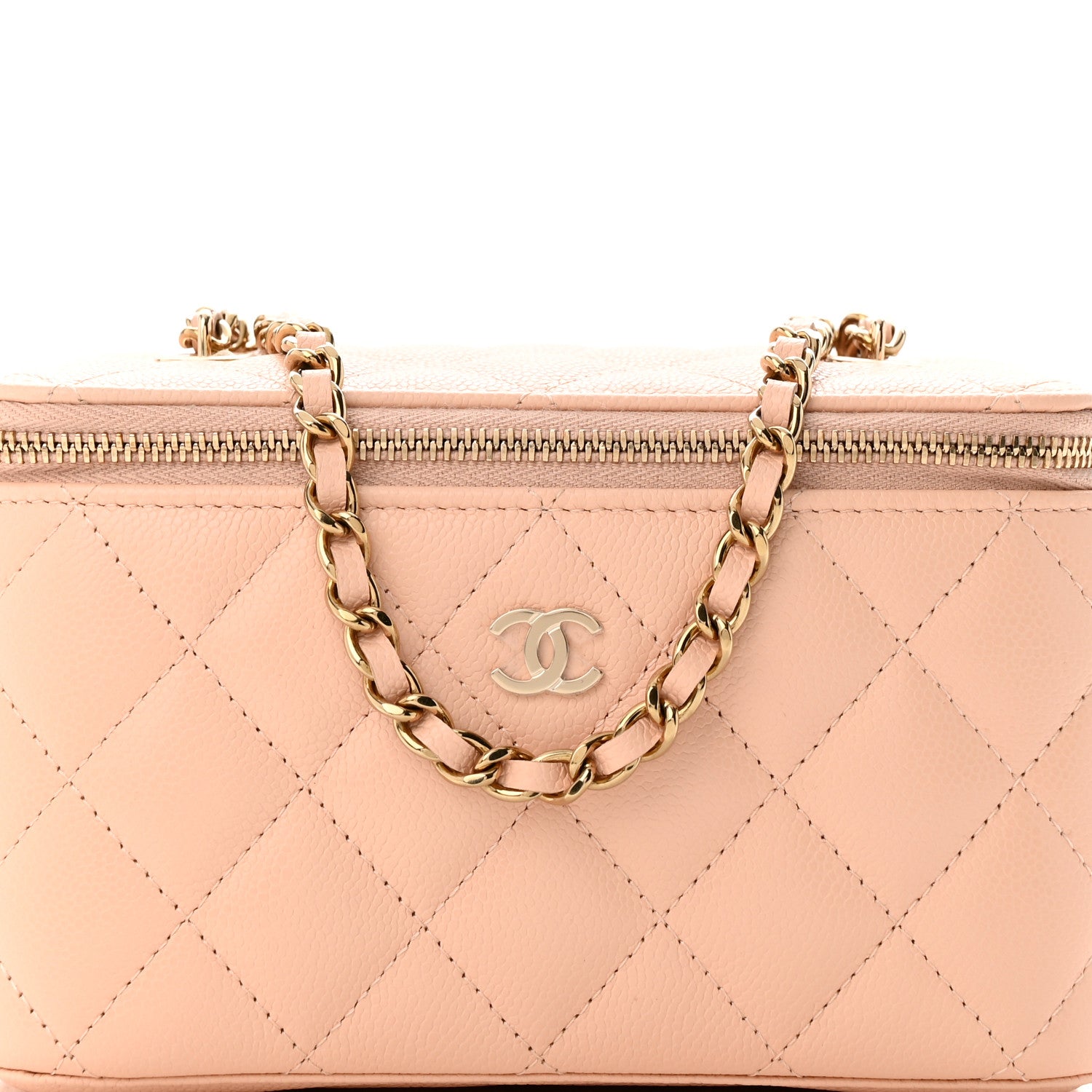 Chanel Caviar Quilted Small Vanity Case With Chain Light Beige 9 of 12