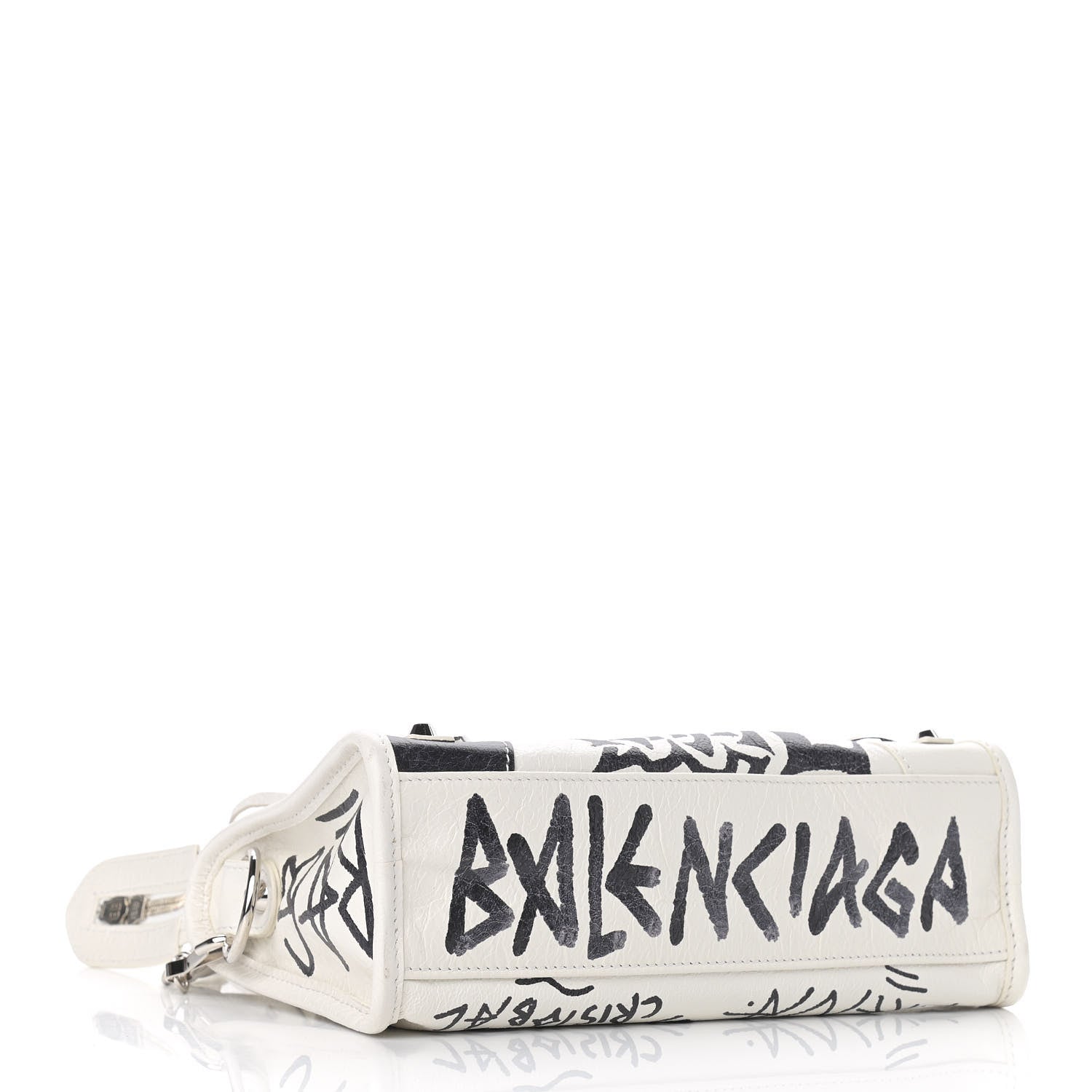 Balenciaga Agneau Arena Graffiti All Over Classic Silver Hardware Mini City White Black 5 of 11