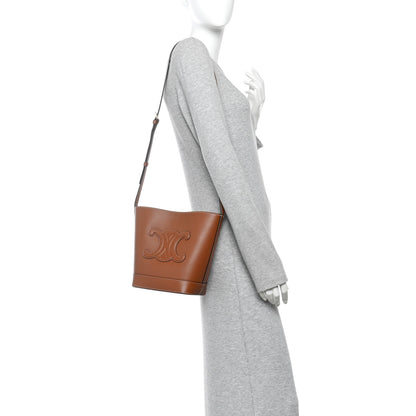 Celine Smooth Calfskin Small Cuir Triomphe Bucket Bag Tan 2 of 9