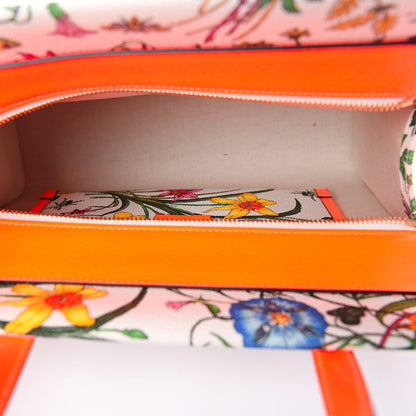 Gucci Canvas Medium Flora Tote White Multicolor Orange Fluo 5 of 10