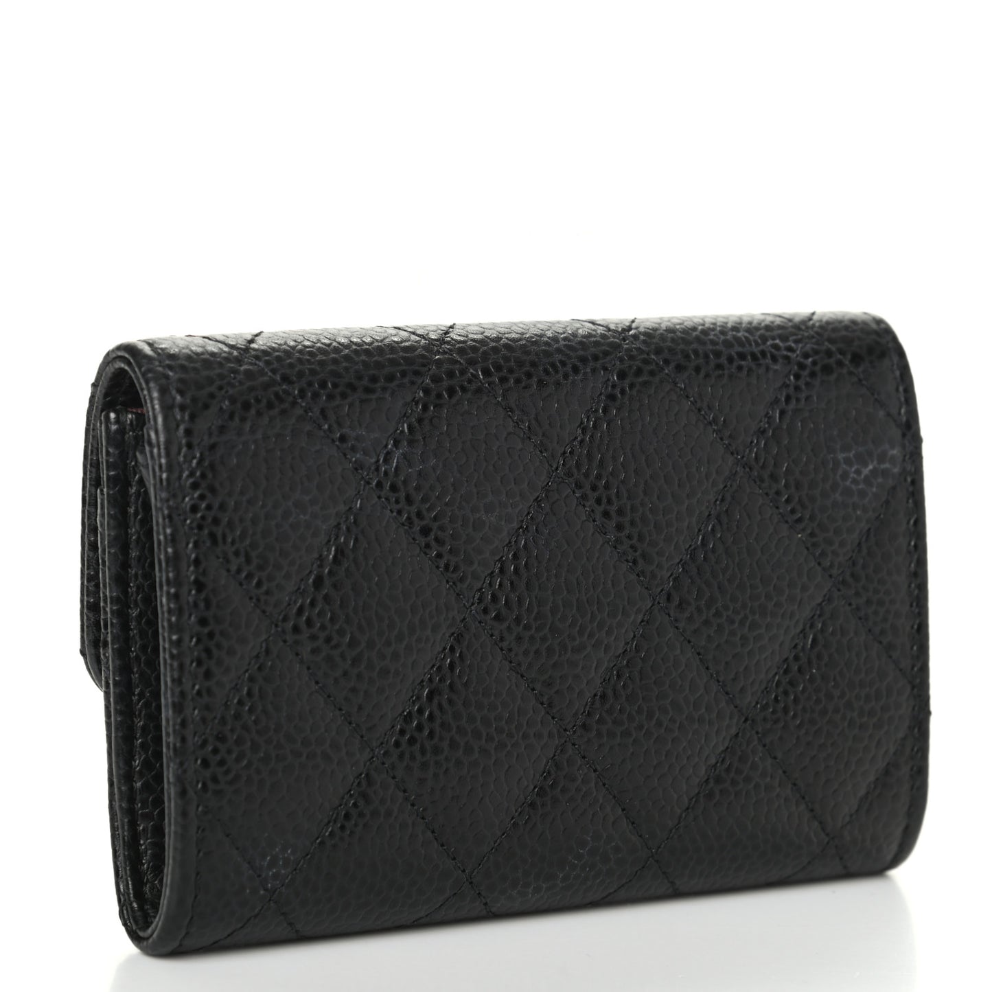 Caviar Quilted Flap Card Holder Black