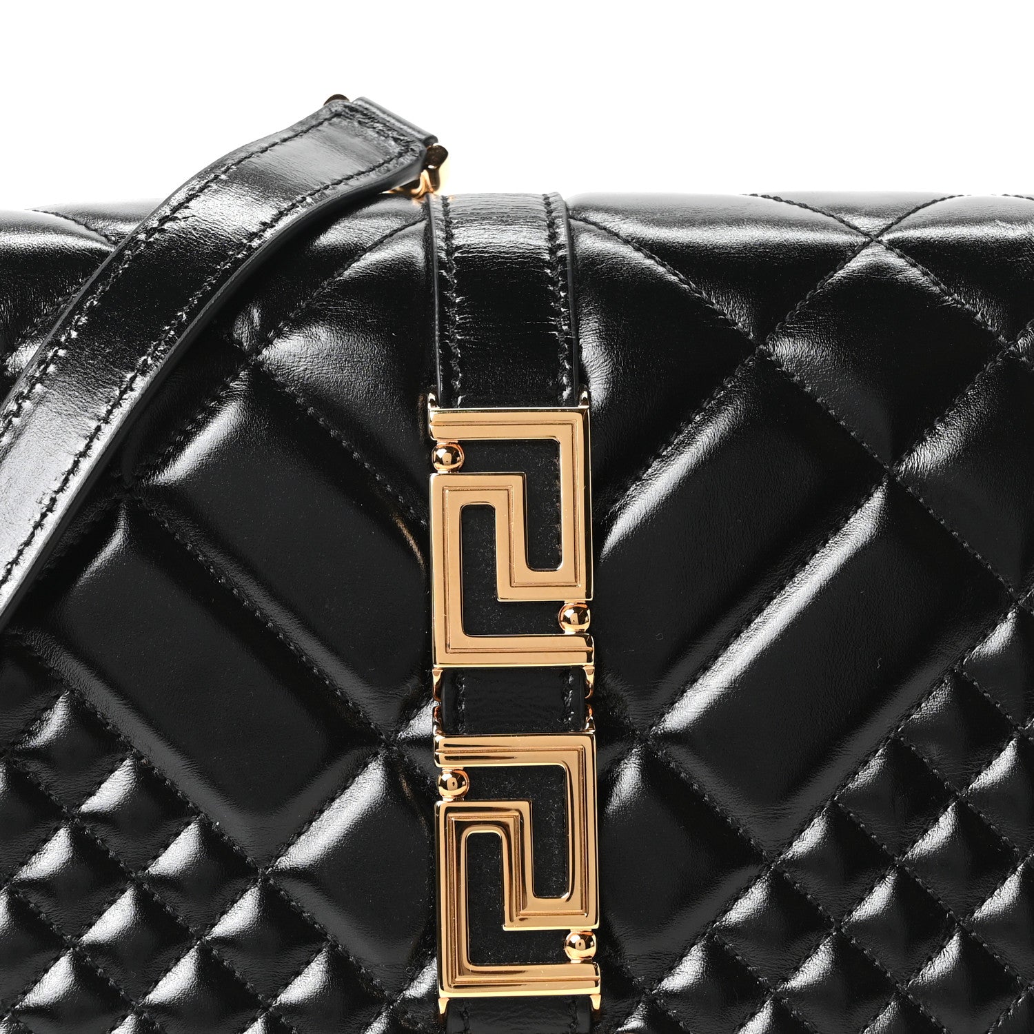 Versace Calfskin Quilted Greca Goddess Shoulder Bag Black 6 of 8