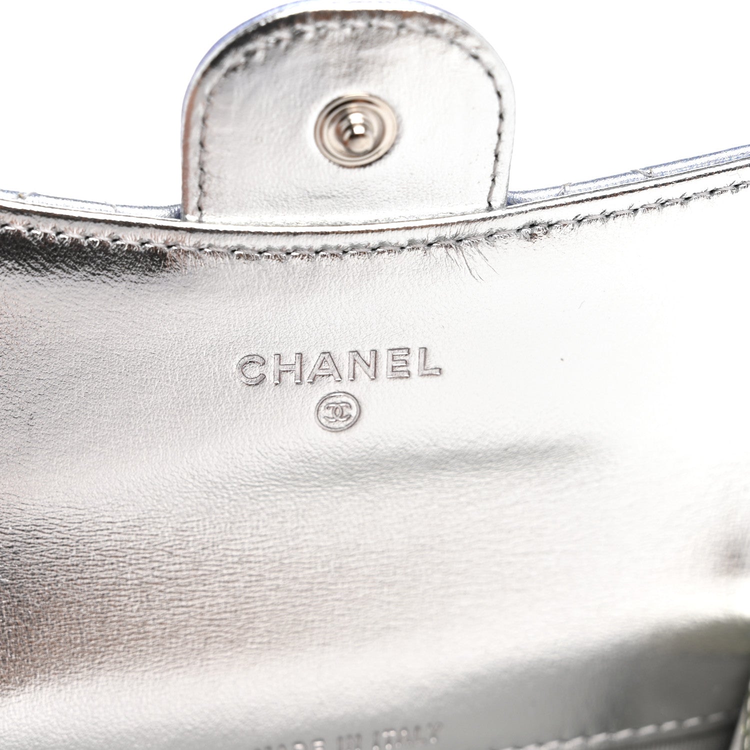 Chanel Gradient Metallic Calfskin Quilted Flap Card Holder Wallet Silver Blue Yellow Purple 6 of 9
