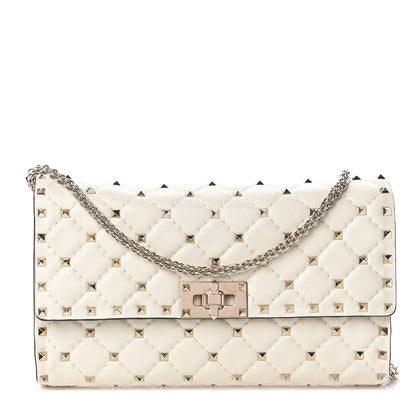 Valentino Garavani Nappa Rockstud Spike Wallet on Chain Light Ivory 1 of 6