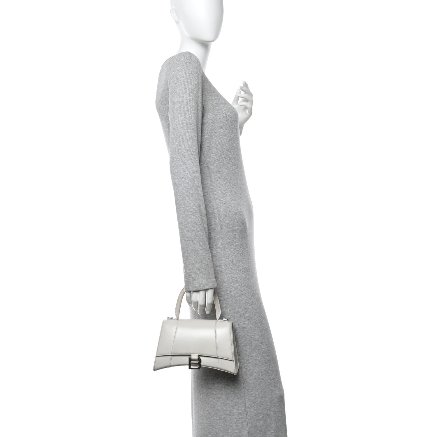 Balenciaga Shiny Box Calfskin Small Hourglass Top Handle Bag Chalky White 2 of 18