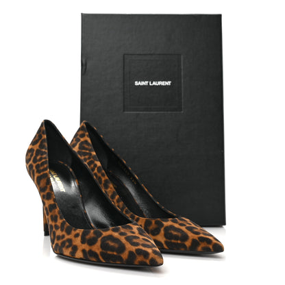 Saint Laurent Suede Leopard Printed Anja Pumps 39.5 Natural Coffee 8 of 8