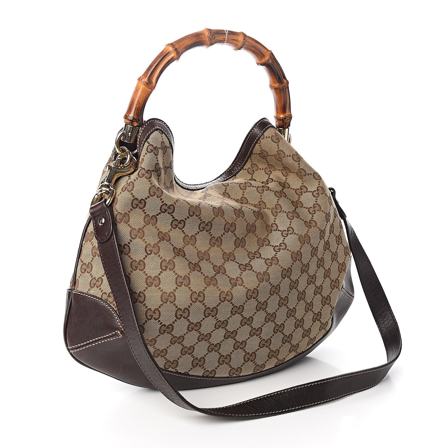 Gucci Monogram Medium Peggy Bamboo Top Handle Bag Dark Brown 2 of 9