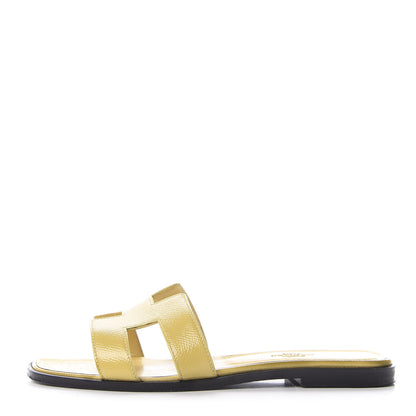 Hermes Patent Epsom Oran Sandals 38 Paille 1 of 7