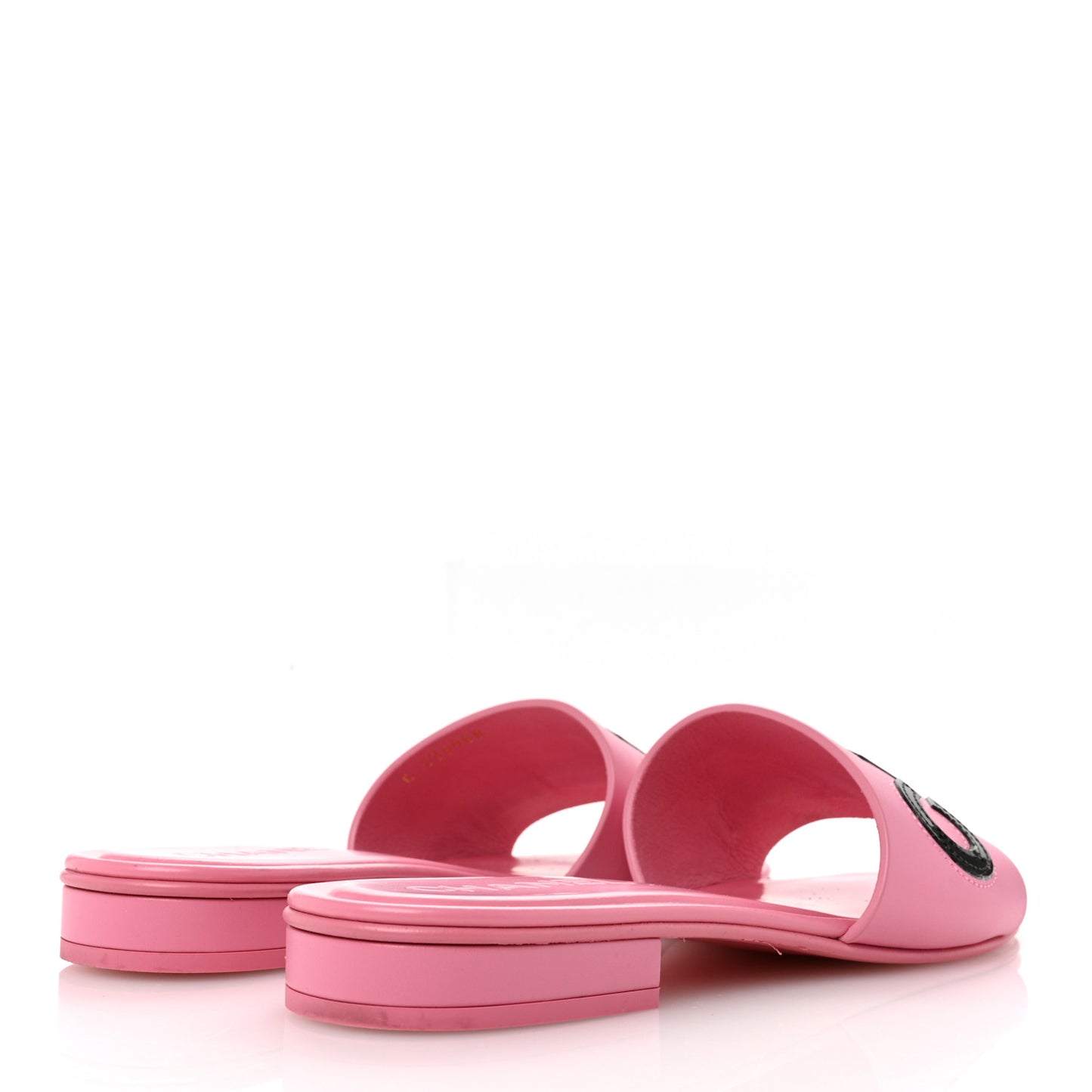 Calfskin Patent Calfskin Logo Mules 40 Pink Black