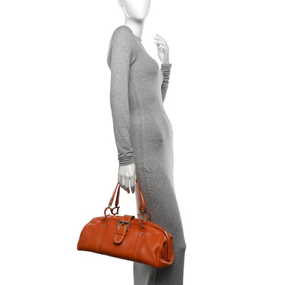 Christian Dior Grained Calfskin Frame Satchel Orange 2 of 11