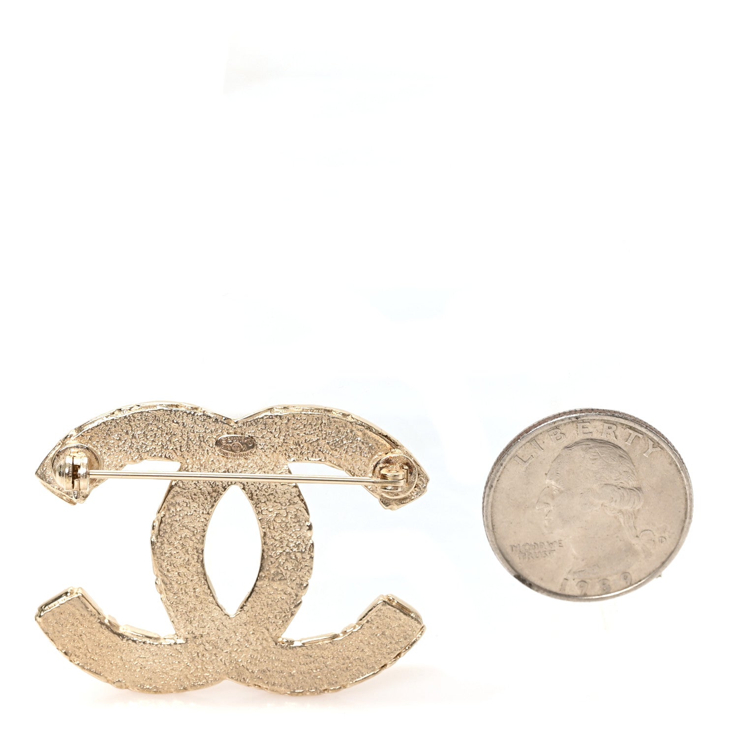 Chanel Crystal CC Brooch Gold 2 of 4