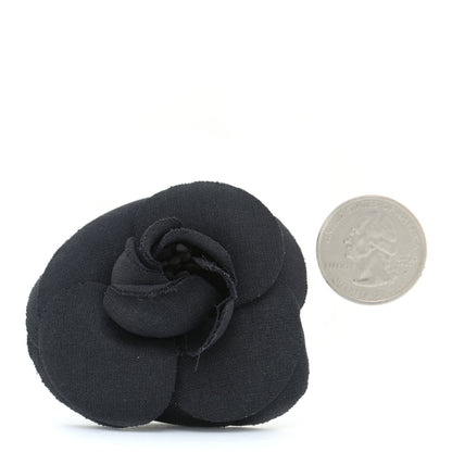 Chanel Linen Camellia Brooch Pin Black 2 of 4