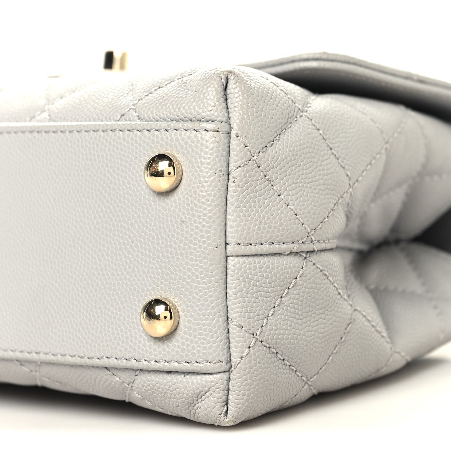 Chanel Caviar Quilted Mini Coco Handle Flap Light Grey 10 of 14