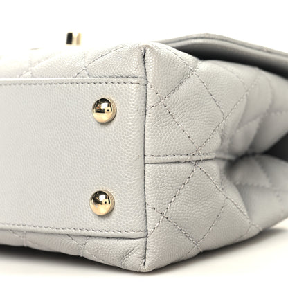 Chanel Caviar Quilted Mini Coco Handle Flap Light Grey 10 of 14