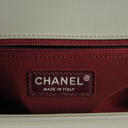 Chanel Calfskin Chevron Quilted New Medium Boy Flap Grey 7 of 9