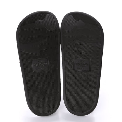 Valentino Garavani Rubber Rockstud Slide Sandals 36 Black 5 of 9